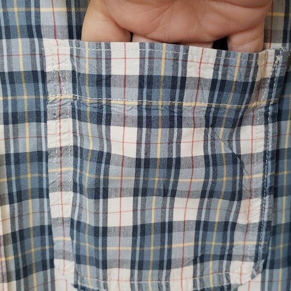 Abercrombie and Fitch Shirt Mens XL Cotton Blue White Plaid Muscle Button Down - Picture 3 of 10